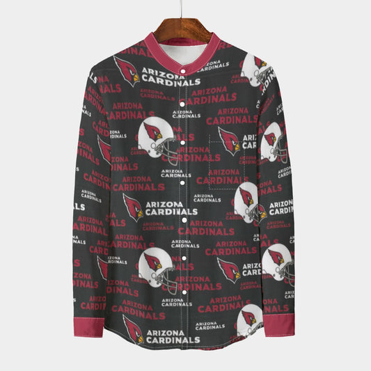 Arizona Cardinals  Stand Collar Shirt With Long Sleeve|110GSM Imitation Flax