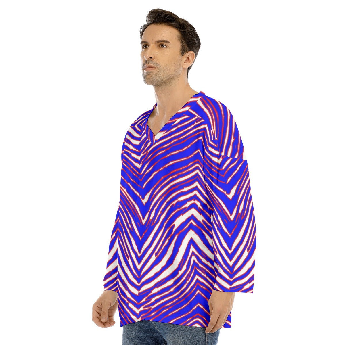 Buffalo Bills Zubaz Men's V-neck Ice Hockey Jersey