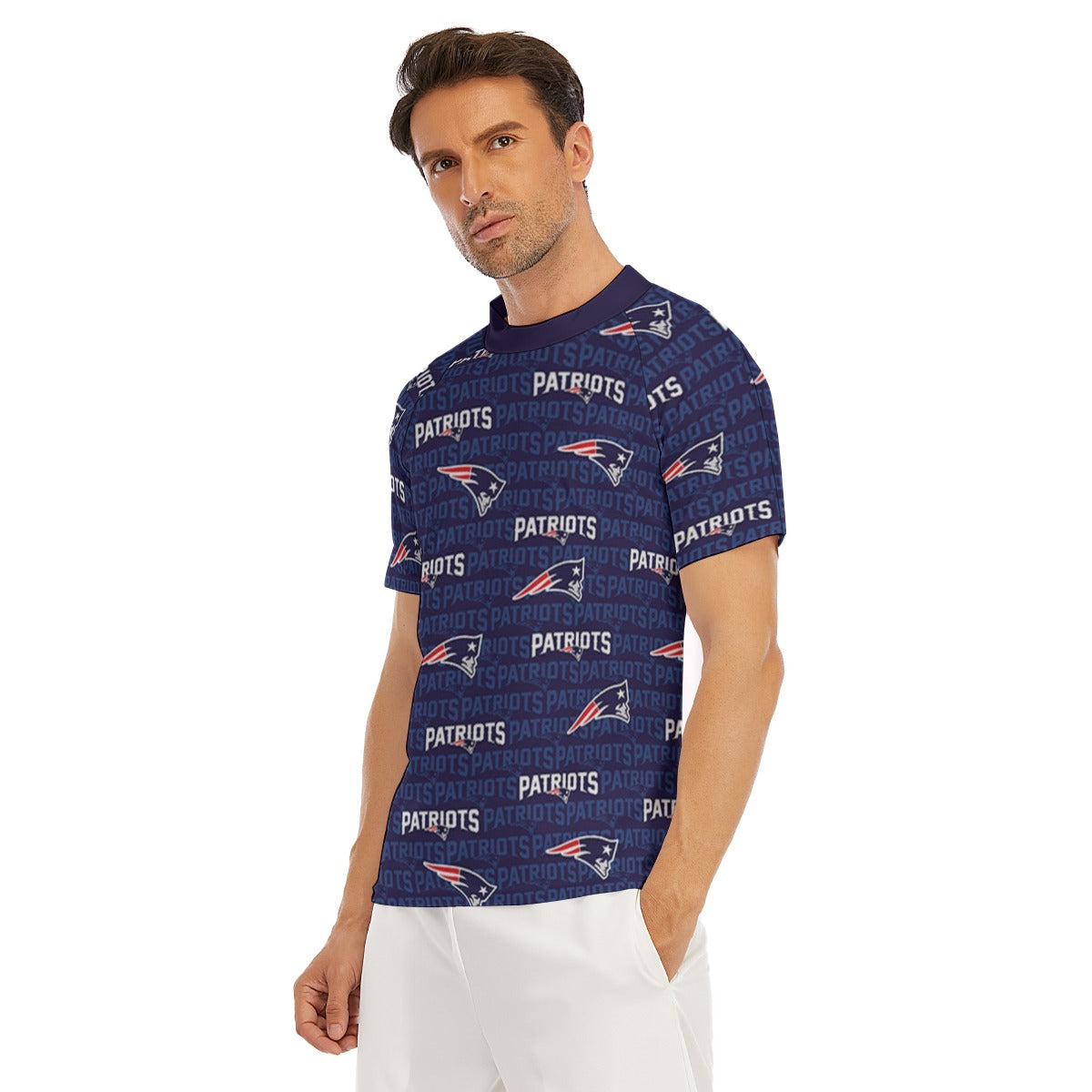 New England Football Game Day All-Over Print Men's Tight Surf Clothing With Half Sleeves