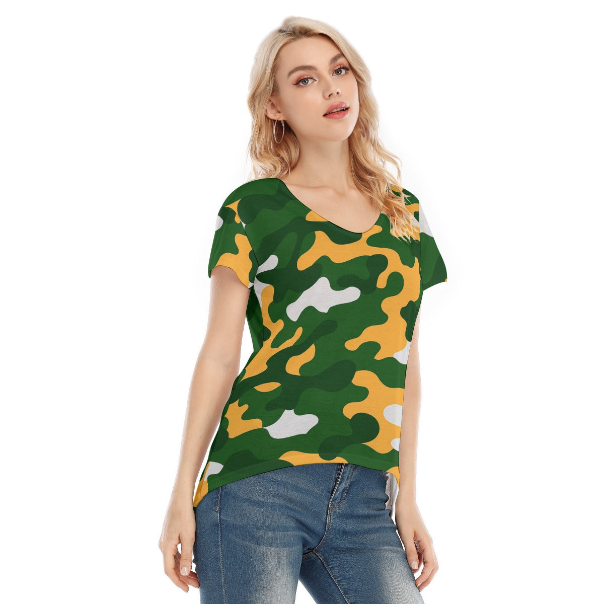 Green Bay Football Game Day All-Over Print Women's V-neck Short Sleeve T-shirt