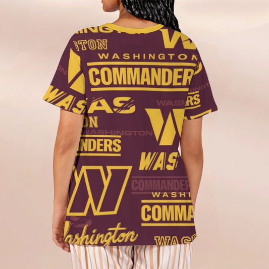 Washington Commanders Women's Loose V-Neck Short-Sleeve T-Shirt