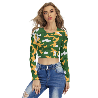 Green Bay Football Game Day All-Over Print Women's Round Neck Crop Top T-Shirt