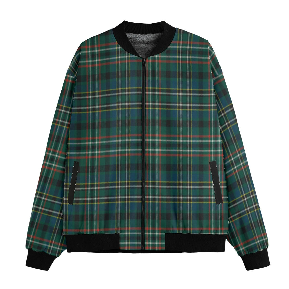 Scott Green – green with blue and black checks tartan Fleece Bomber Jacket