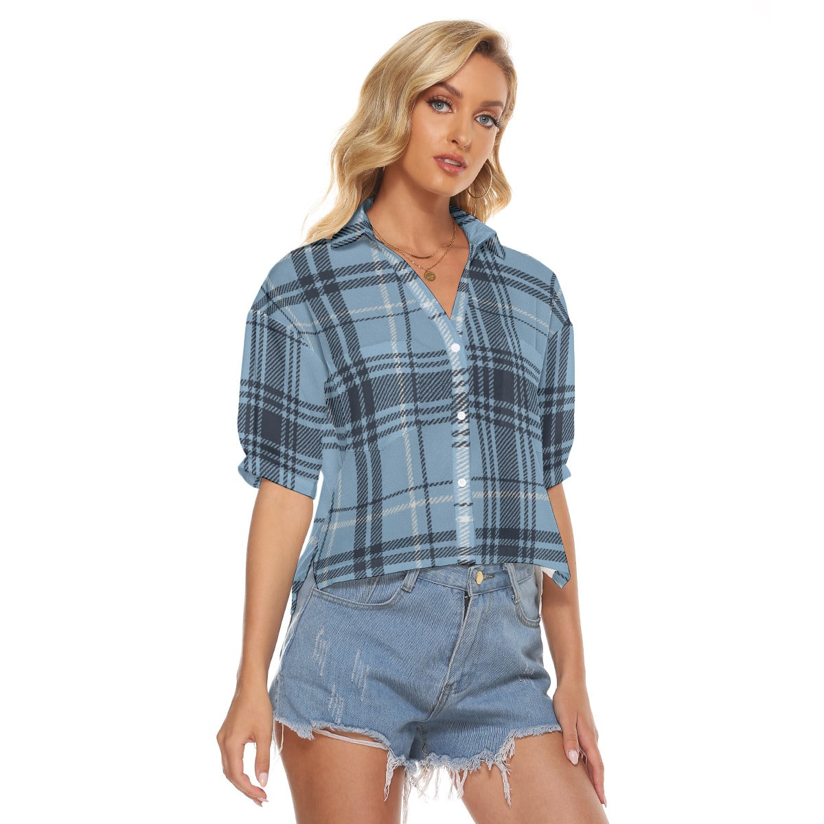 Urban Legend North Carolina Tar Heels Tartan Plaid Women's V-Neck Shirt – Carolina Blue and White Co