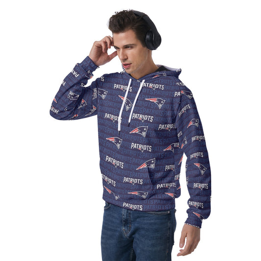 New England Football Game Day All-Over Print Men's Raglan Pullover Hoodie