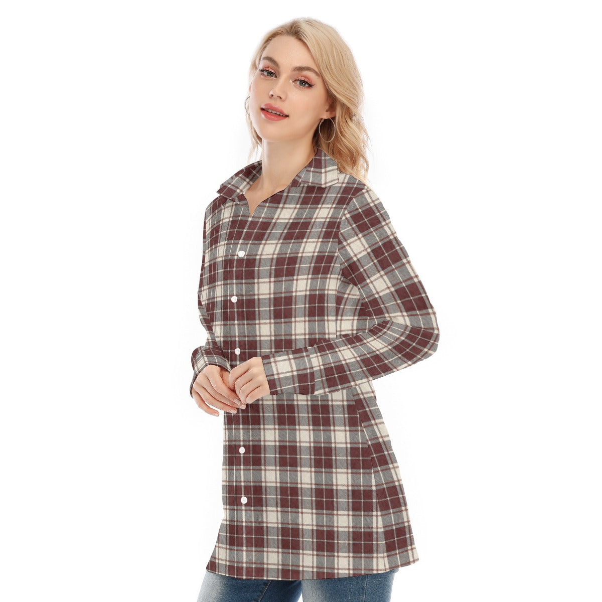 Oklahoma Tartan Plaid Sooners Women's Long Shirt