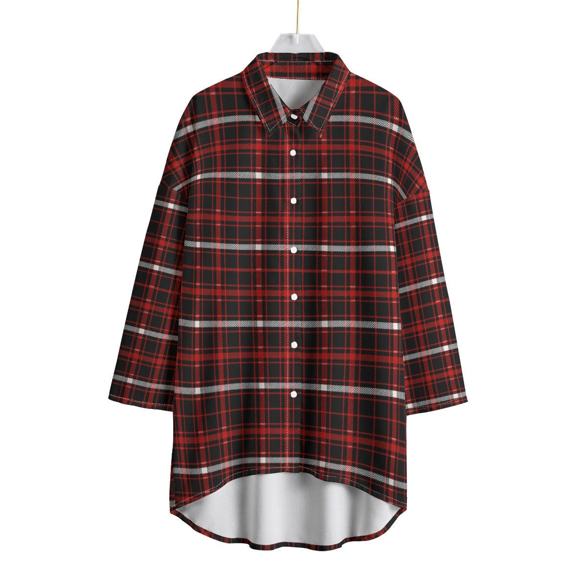 Nebraska Tartan Plaid Cornhuskers Women's Chiffon Shirt With Elbow Sleeve