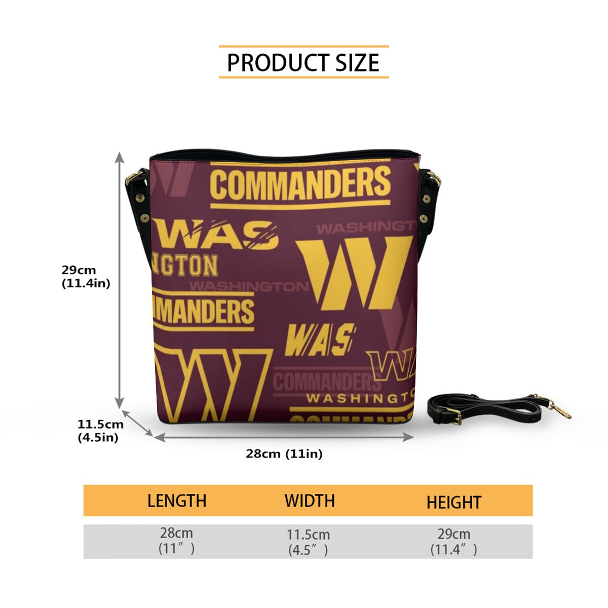 Washington Commanders Minimalist Square Crossbody Bucket Bag