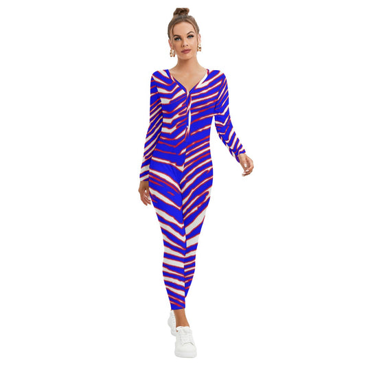 Buffalo Bills Zubaz Women's Plunging Neck Jumpsuit