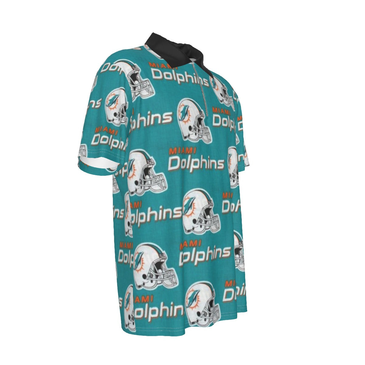 Miami Football Game Day All-Over Print Men's Lapel Zip Short Sleeve POLO