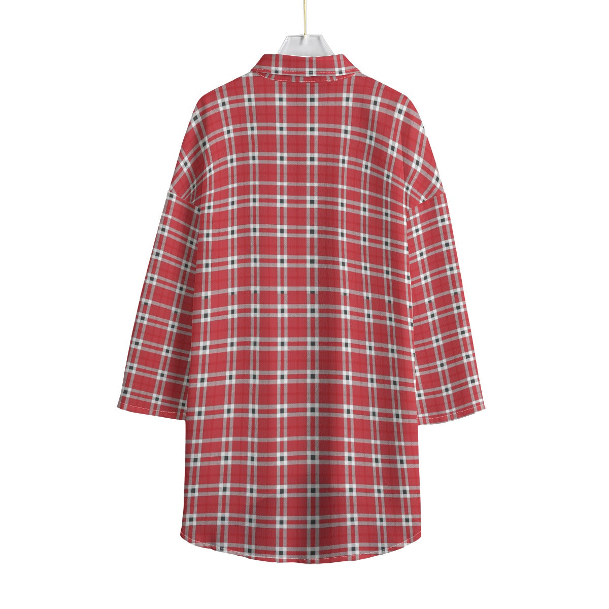Houston Tartan Plaid Cougars  Women's Chiffon Shirt With Elbow Sleeve