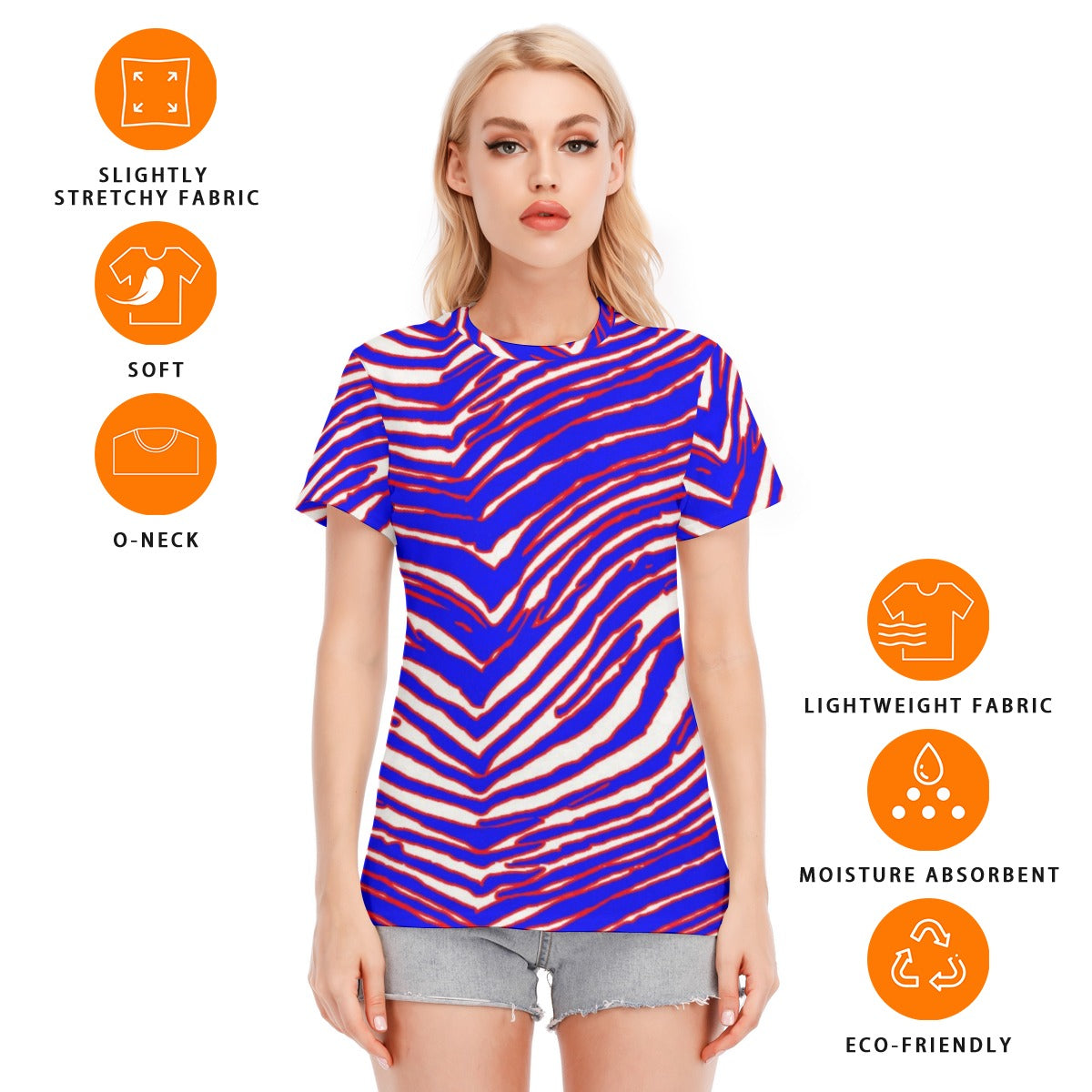 Buffalo Bills Zubaz Women's Round Neck T-Shirt | 190GSM Cotton