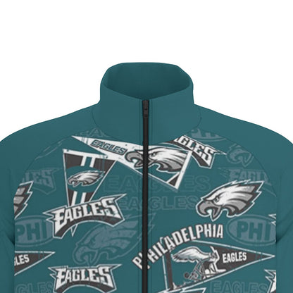 Philadelphia Football Game Day All-Over Print Men's Raglan-Sleeve Stand Collar Jacket