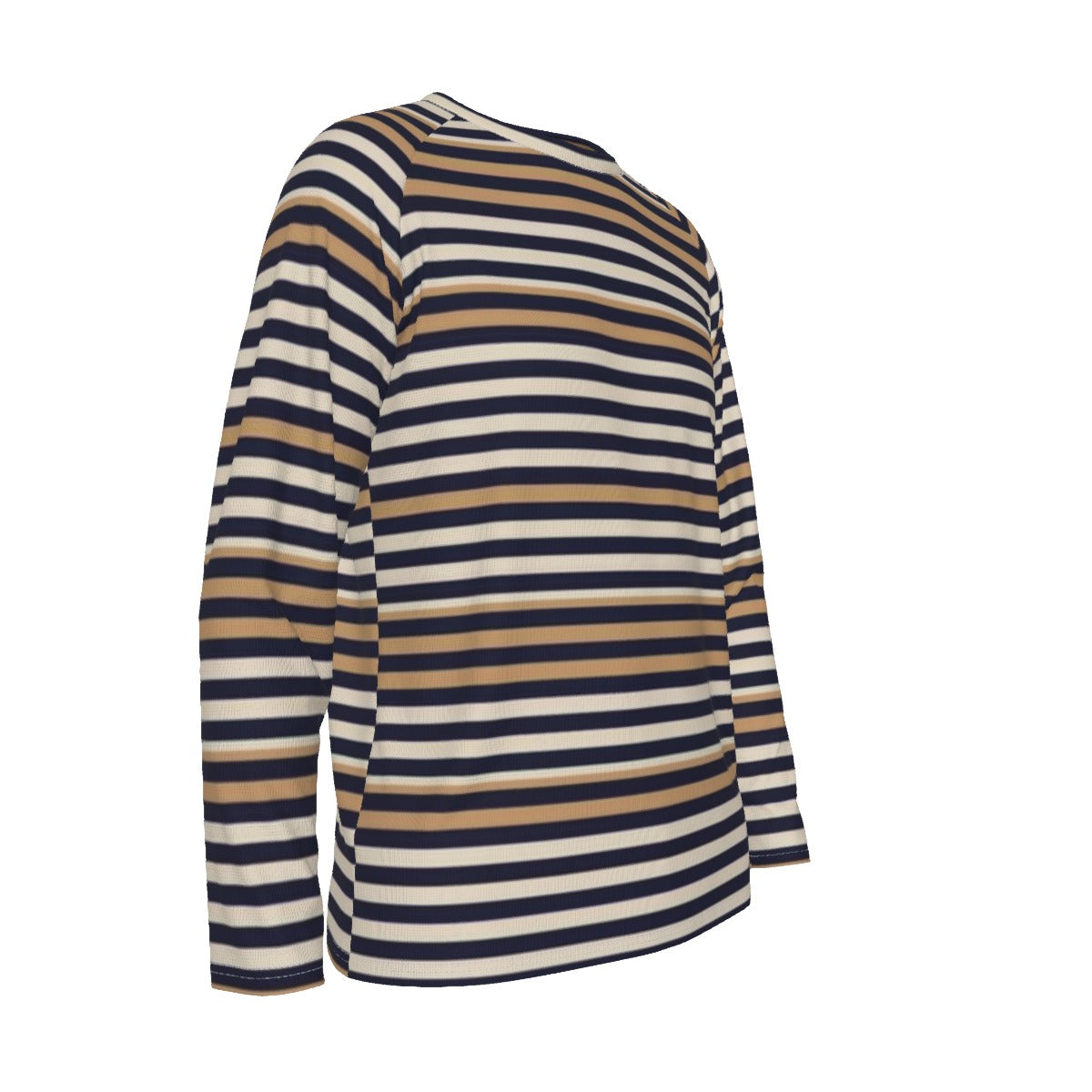 Beige Black and White Striped Long Sleeve Shirt – Timeless Minimalist Elegance