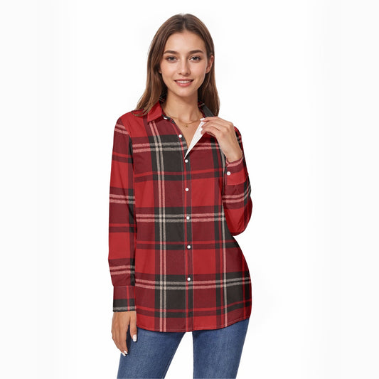 Cincinnati - Bearcats Tartan Plaid Women's Comfort Shirt With Button|125GSM Cotton