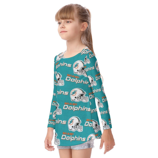 Miami Football Game Day All-Over Print Kid's Long Sleeve O-neck T-shirt