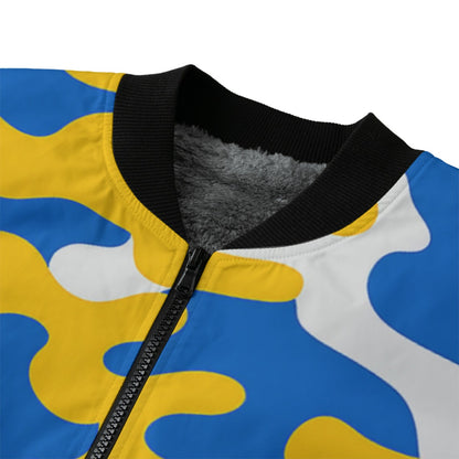 Los Angeles Chargers Camo Fleece Bomber Jacket – Powder Blue, Yellow and White NFL Streetwear