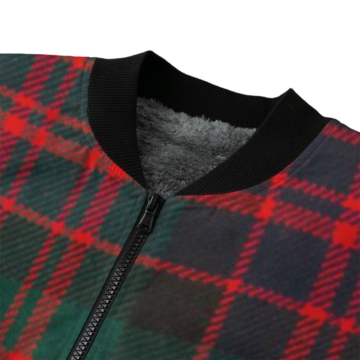 MacDonald – deep red and green traditional tartan Fleece Bomber Jacket
