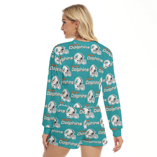Miami Football Game Day All-Over Print Women's Short Sweatshirt And Pants Suit