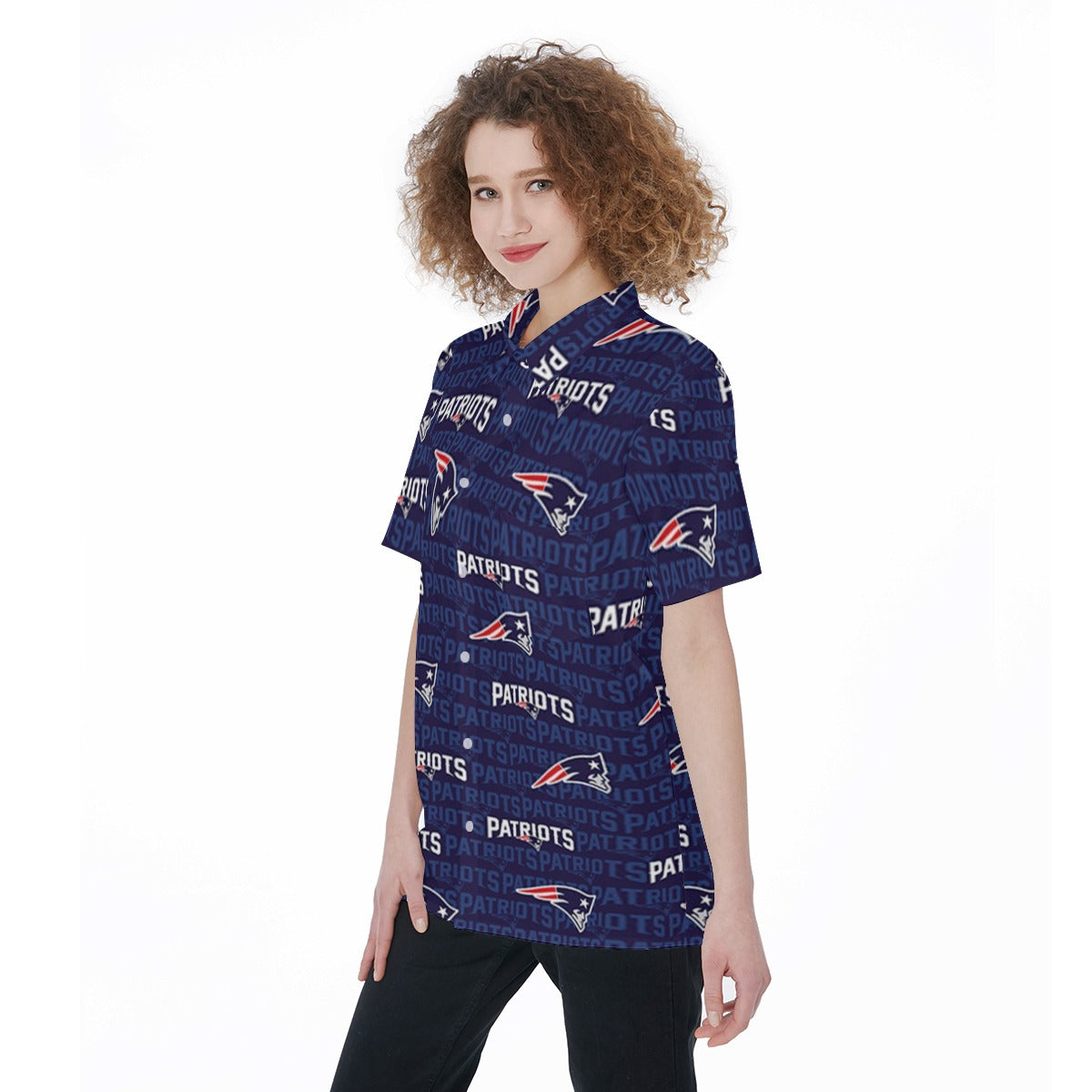 New England Football Game Day All-Over Print Women's Short Sleeve Shirt With Pocket