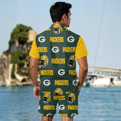 Green Bay Football Game Day All-Over Print Men's Summer Shirt Set