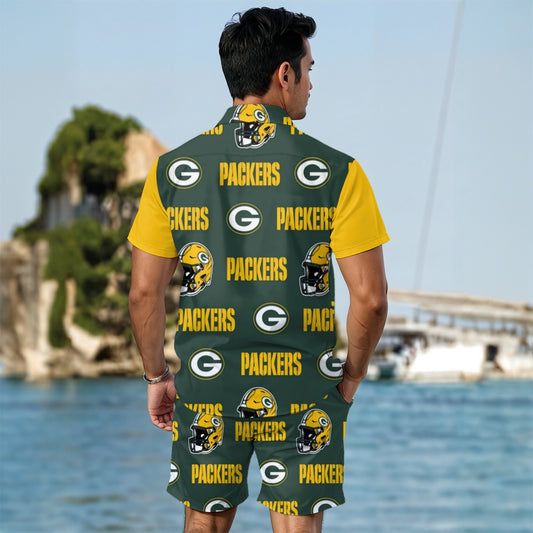 Green Bay Football Game Day All-Over Print Men's Summer Shirt Set