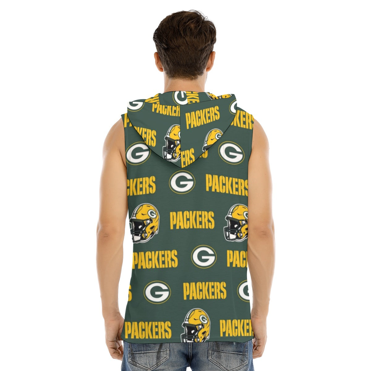 Green Bay Football Game Day All-Over Print Men's Tank Hooded Vest