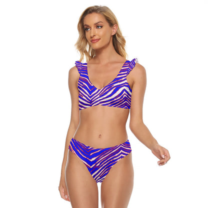 Buffalo Bills Zubaz Women's Bikini Swimsuit With Ruffle Cuff Bra