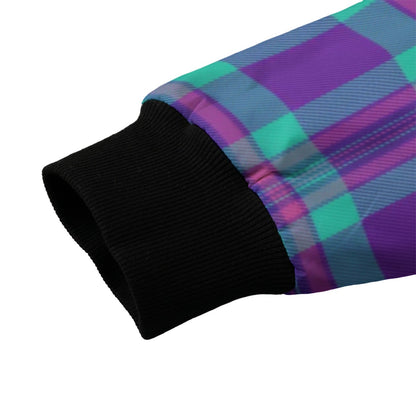 Isle of Skye – purple green vibrant tartan Fleece Bomber Jacket