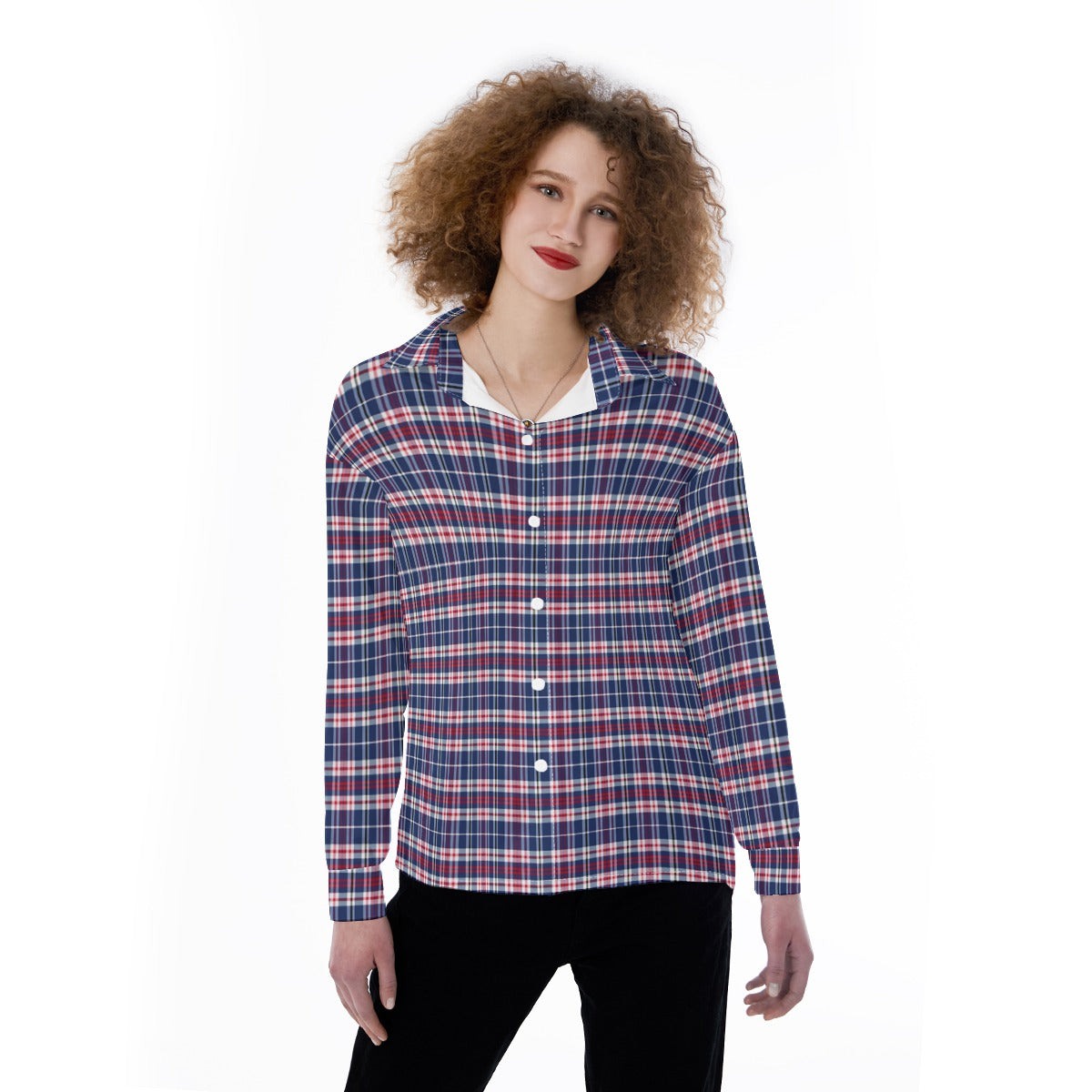 Mississippi Tartan Plaid Ole Miss Rebels Women's Satin Shirt
