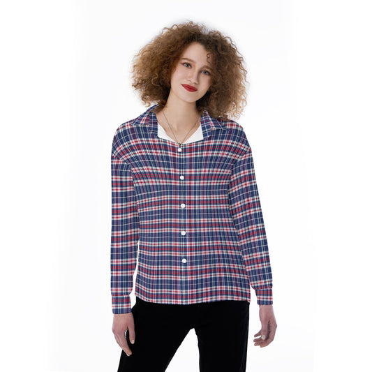 Mississippi Tartan Plaid Ole Miss Rebels Women's Satin Shirt