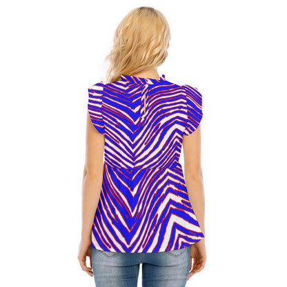 Buffalo Bills Zubaz Women's Blouse With Lotus Leaf Lace