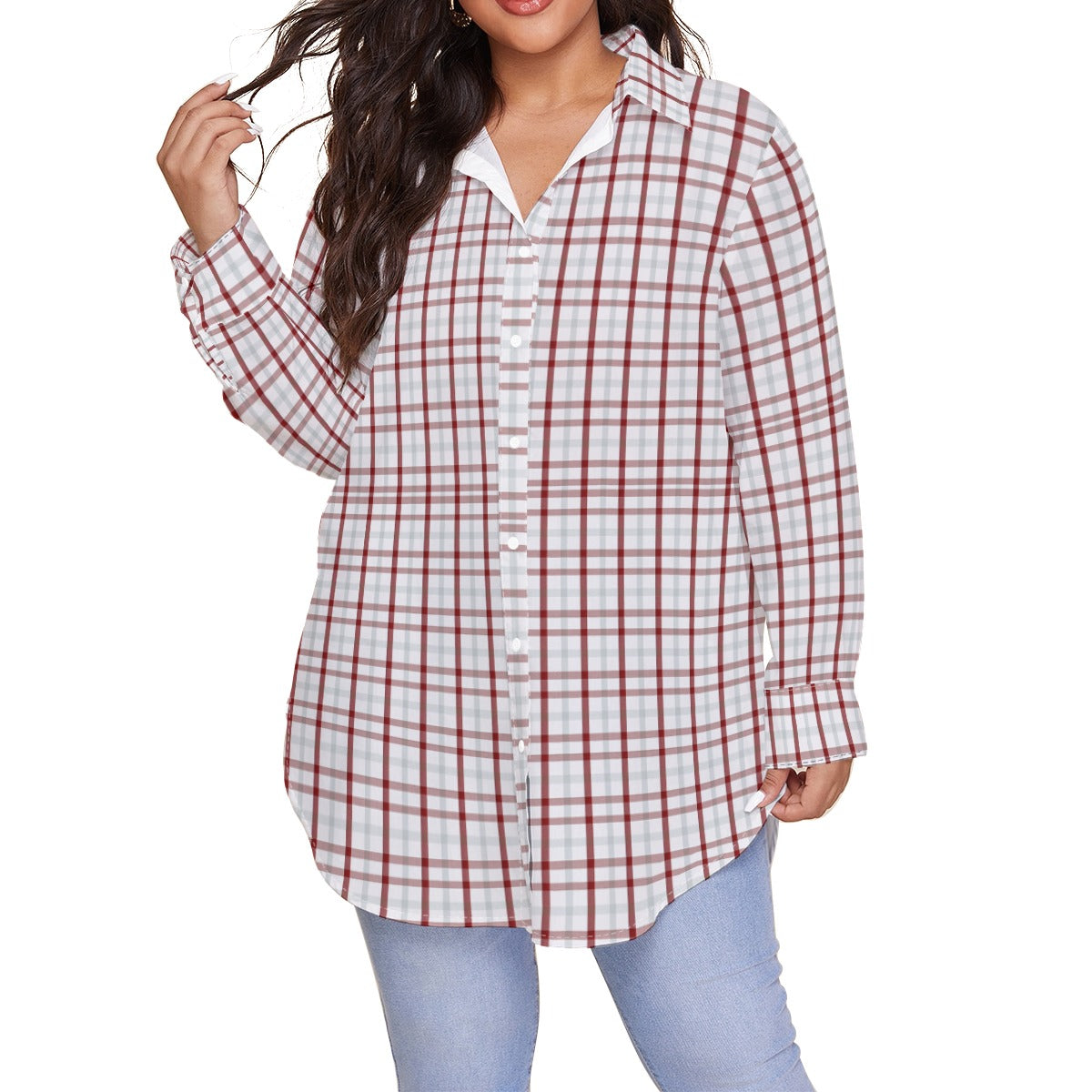 Indiana Tartan Plaid Bloomington  Hoosiers Women's Shirt With Long Sleeve(Plus Size)