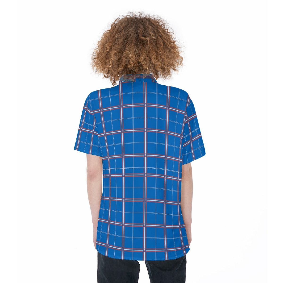 Kansas Tartan Plaid Jayhawks  Women's Short Sleeve Shirt With Pocket