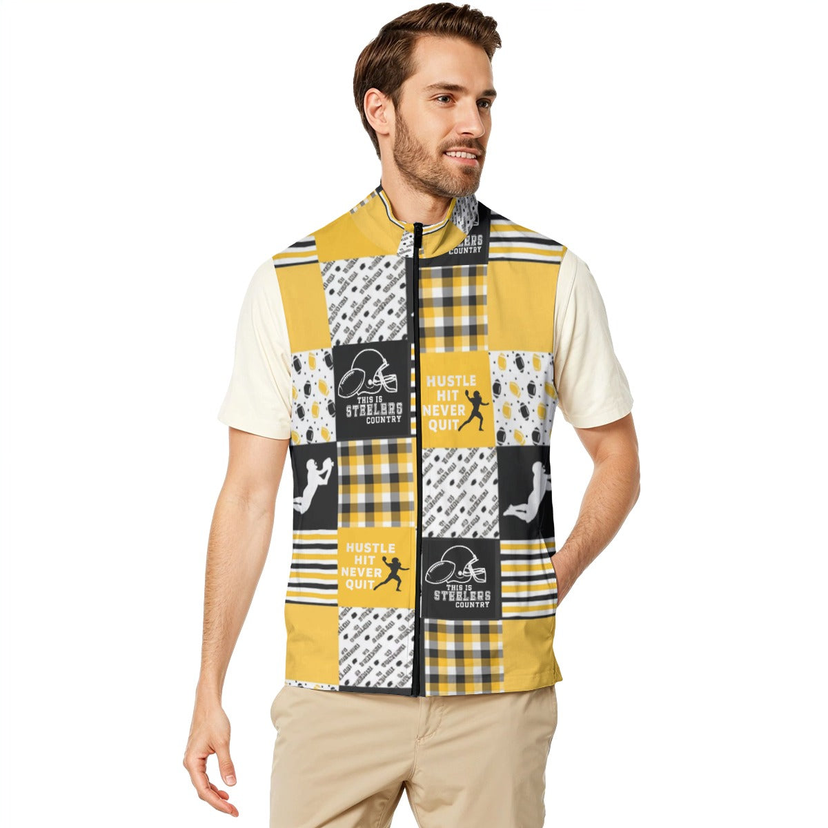 All-Over Print Men's Stand-up Collar Vest
