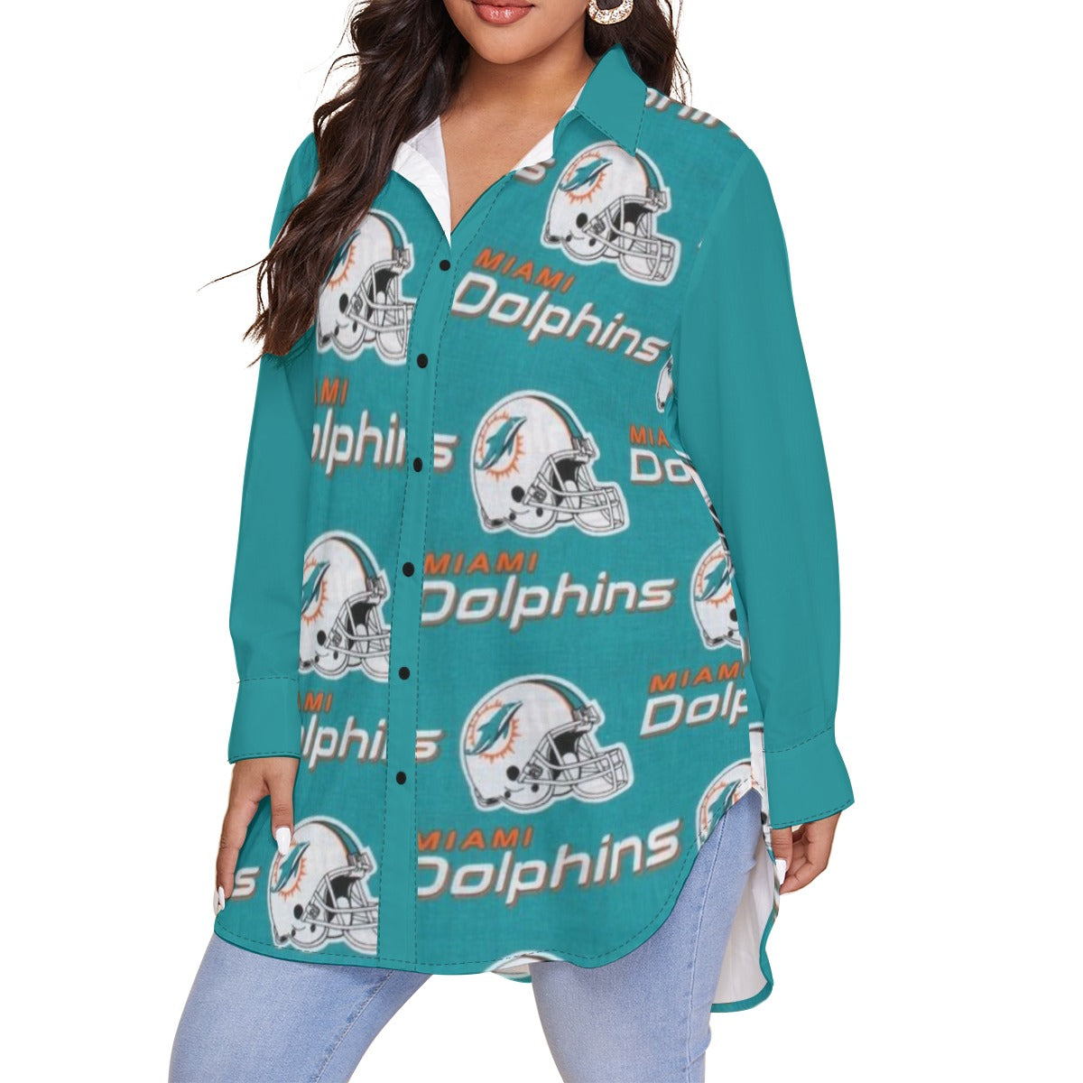 Miami Football Game Day All-Over Print Women's Shirt With Long Sleeve(Plus Size)