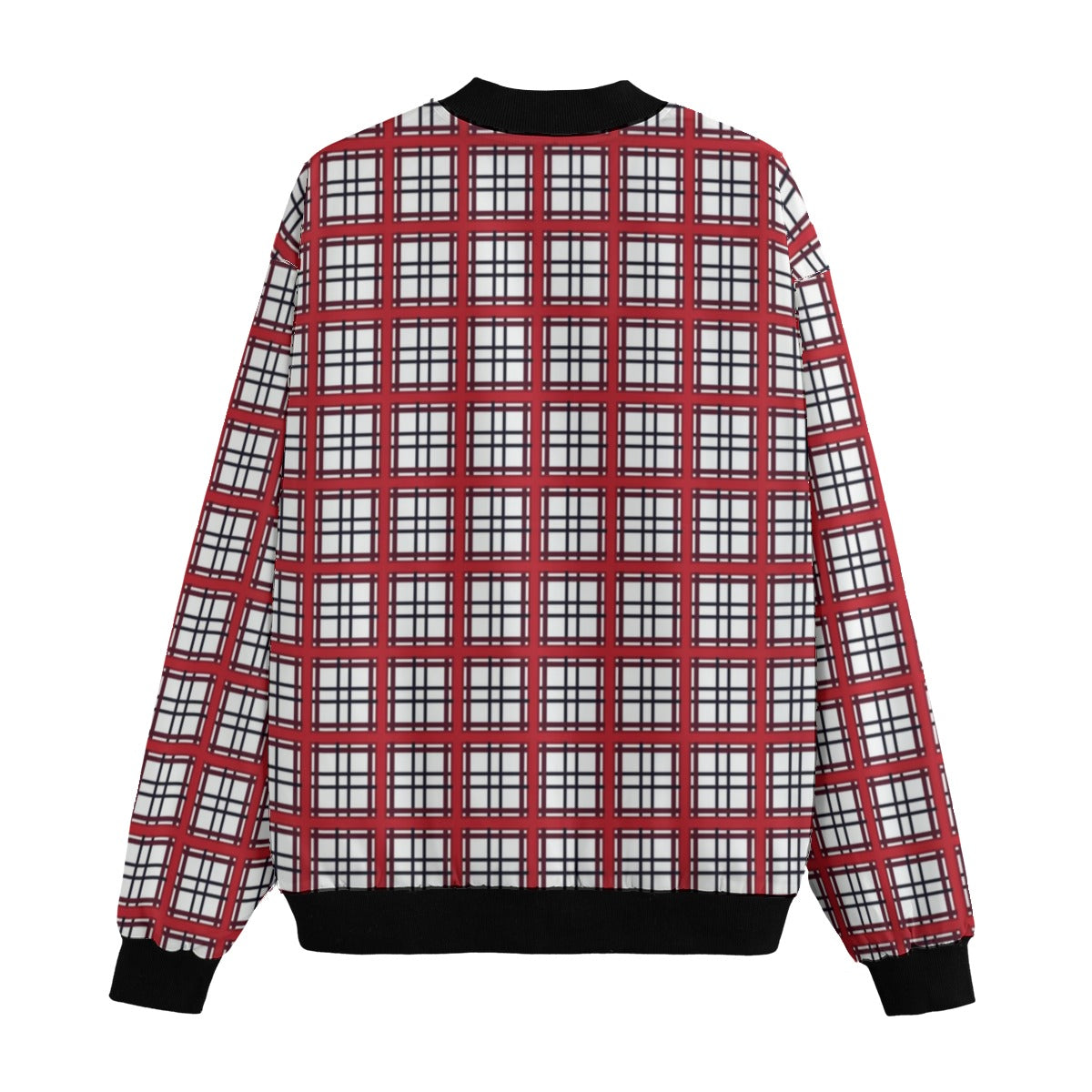 MacGregor – red with black and white checks tartan Fleece Bomber Jacket