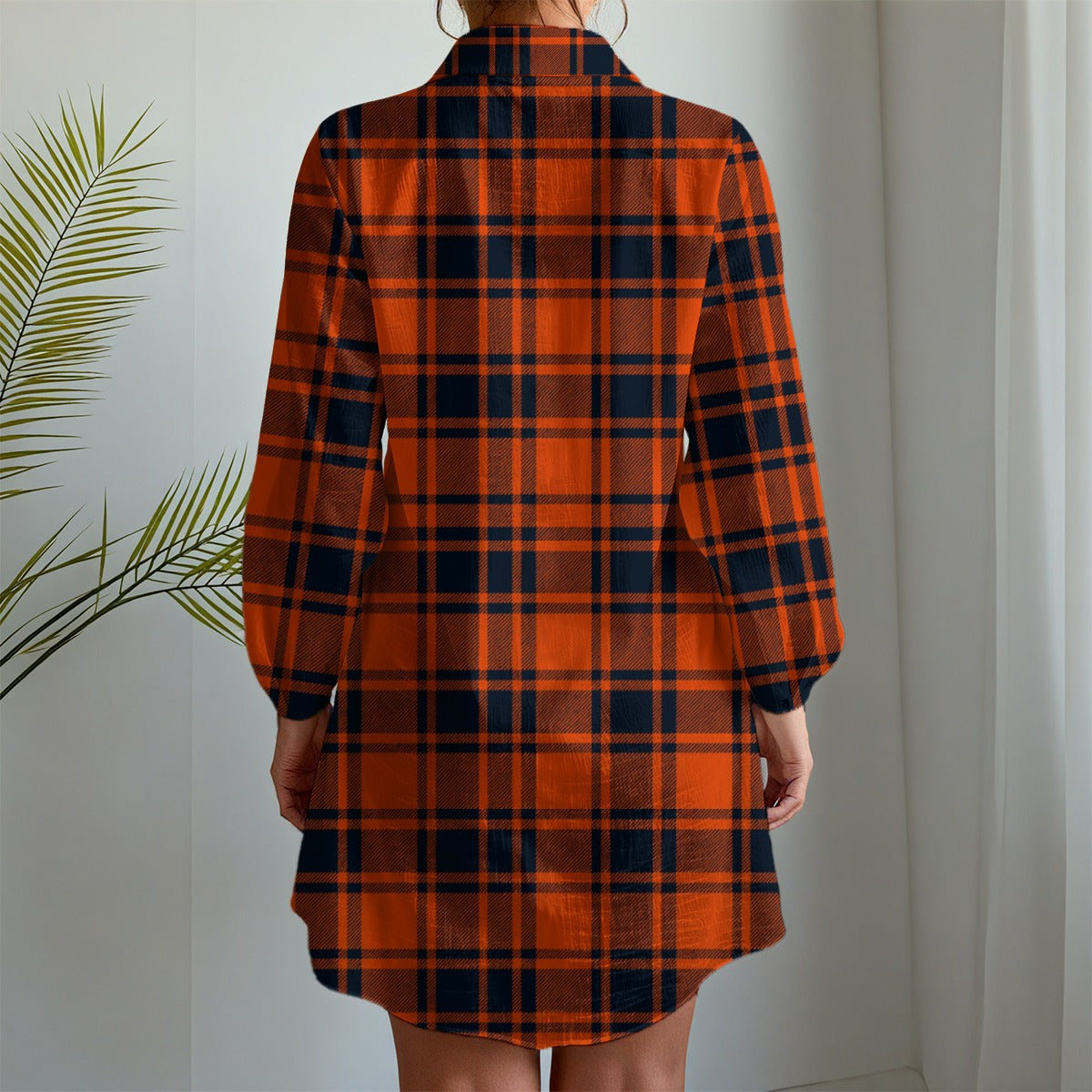 Illinois Urbana - Fighting Illini Tartan Plaid Women's Long Sleeve Shirt Dress