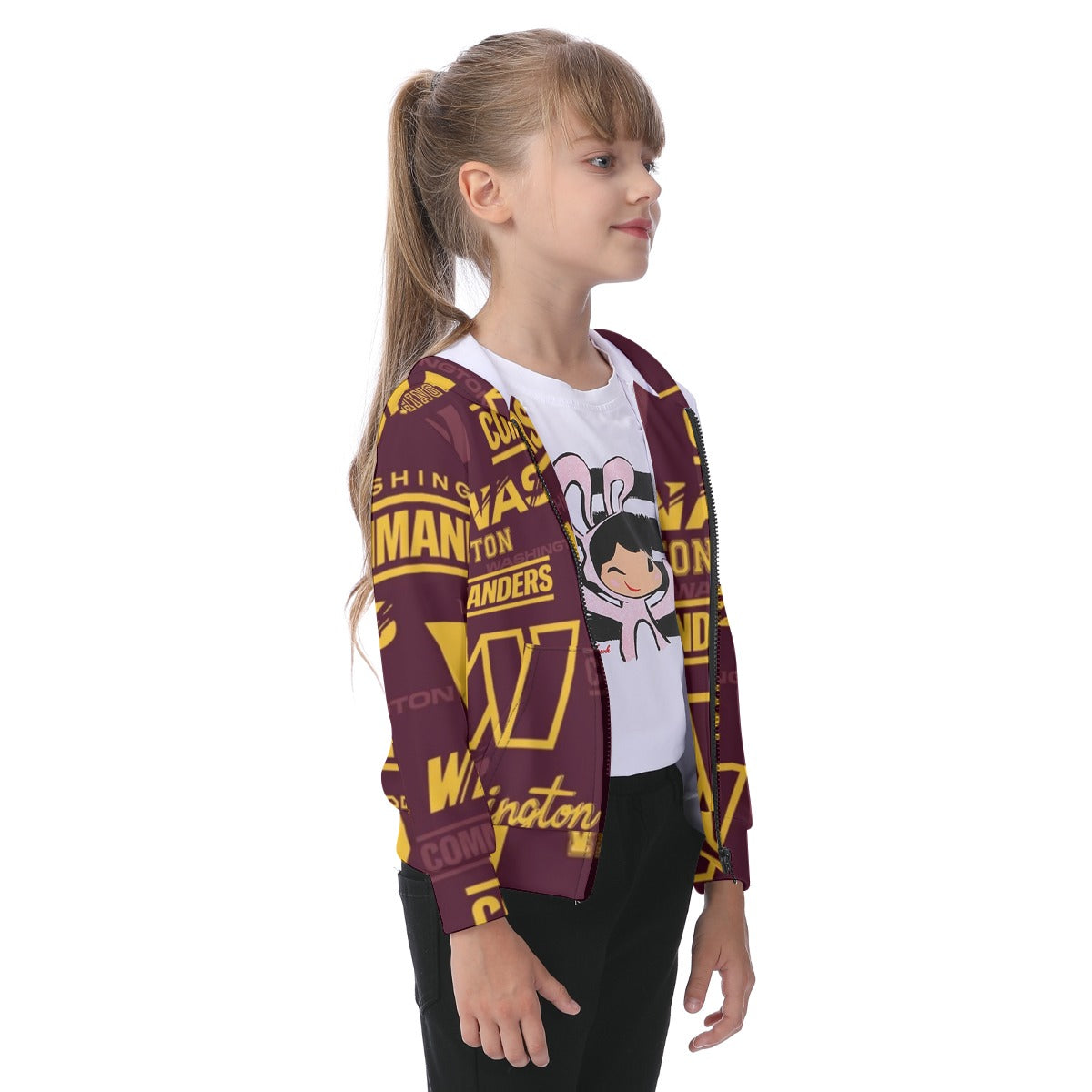 Washington Commanders Kid's Zip-up Hoodie With Patch Pocket