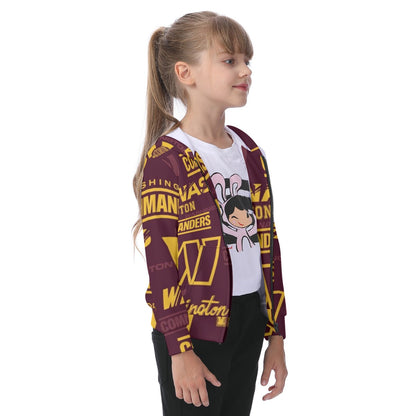 Washington Commanders Kid's Zip-up Hoodie With Patch Pocket