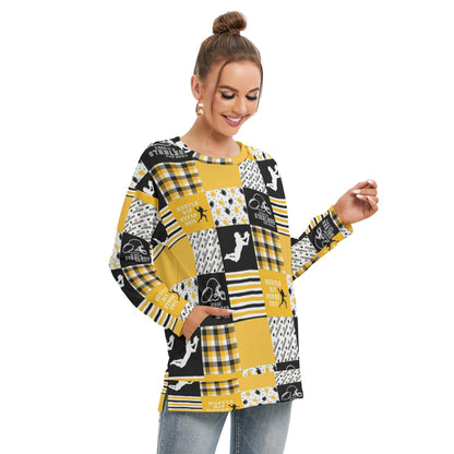 All-Over Print Women's Side Split O-neck Sweatshirt