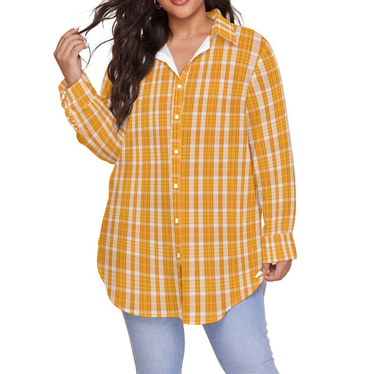 Tennessee Orange Tartan Plaid Volunteers  Women's Shirt With Long Sleeve(Plus Size)