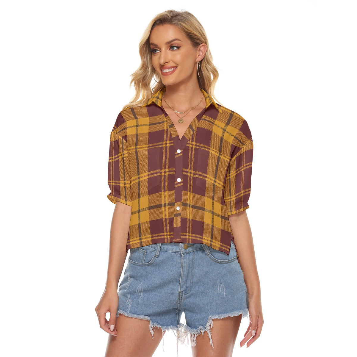 Urban Legend Minnesota Golden Gophers Tartan Plaid Women's V-Neck Shirt – Maroon and Gold College St