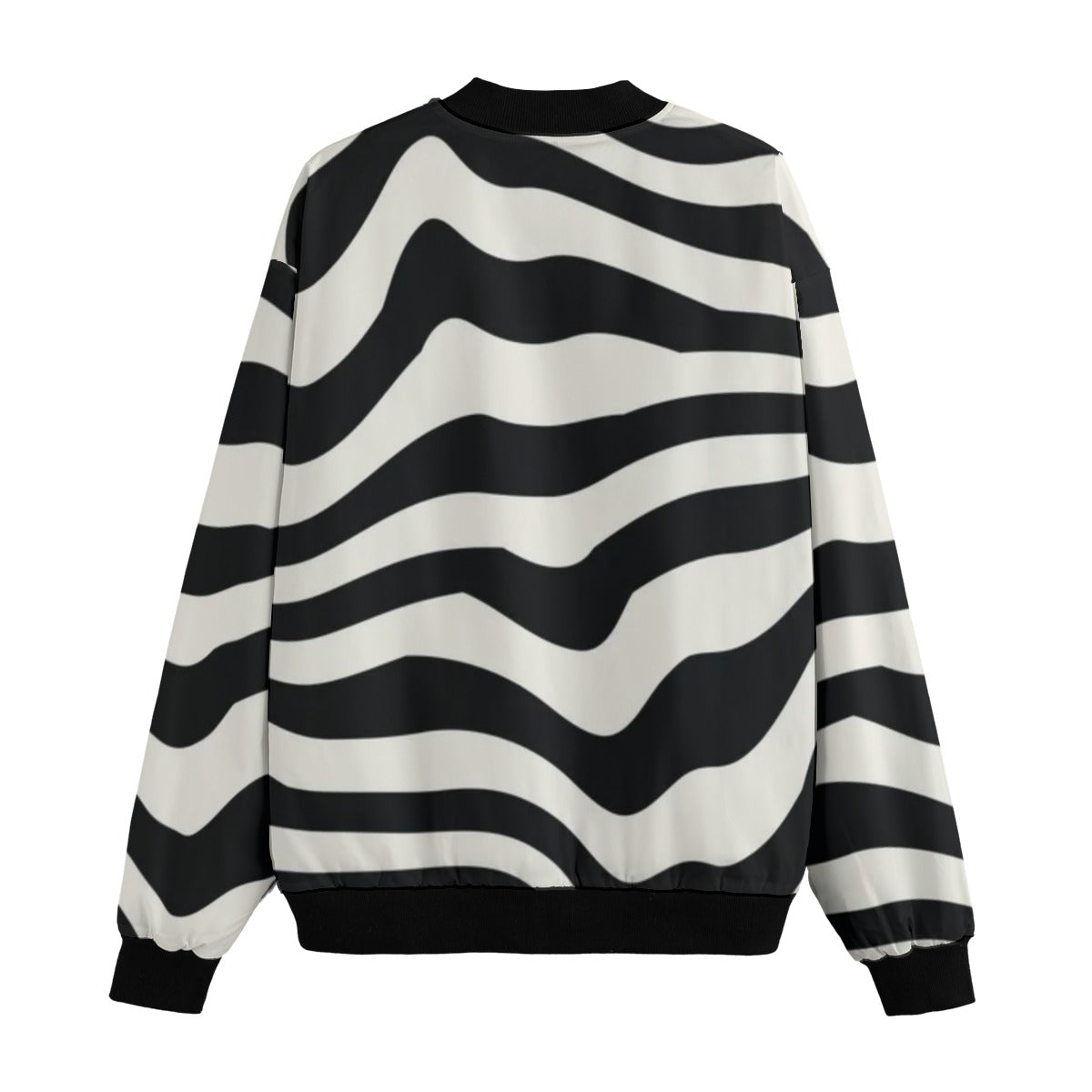 Urban Legend 90s Street Icons Zebra Stripes Pattern Fleece Bomber Jacket