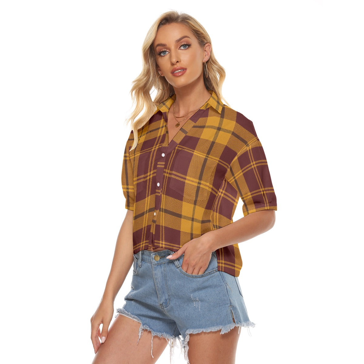 Urban Legend Minnesota Golden Gophers Tartan Plaid Women's V-Neck Shirt – Maroon and Gold College St