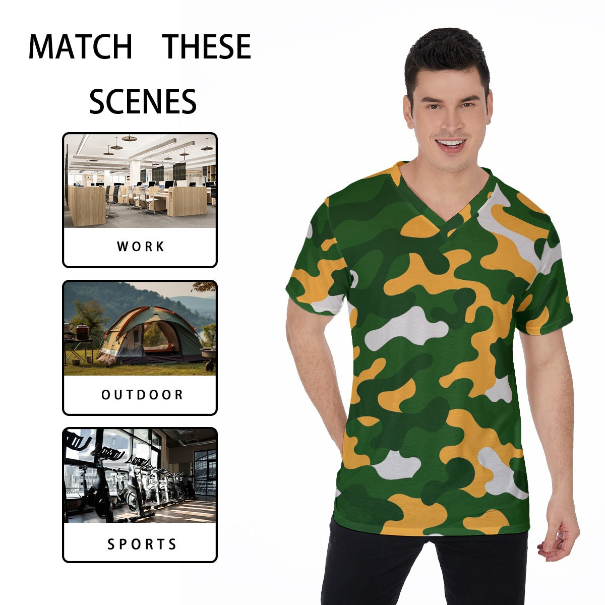 Green Bay Football Game Day All-Over Print V-Neck T-Shirt