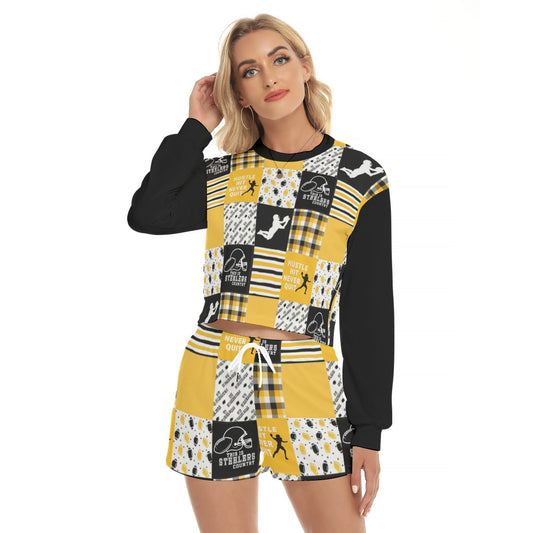 All-Over Print Women's Short Sweatshirt And Pants Suit
