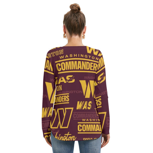 Washington Commanders Women's Long Sleeve Neckline Tie Sweatshirt