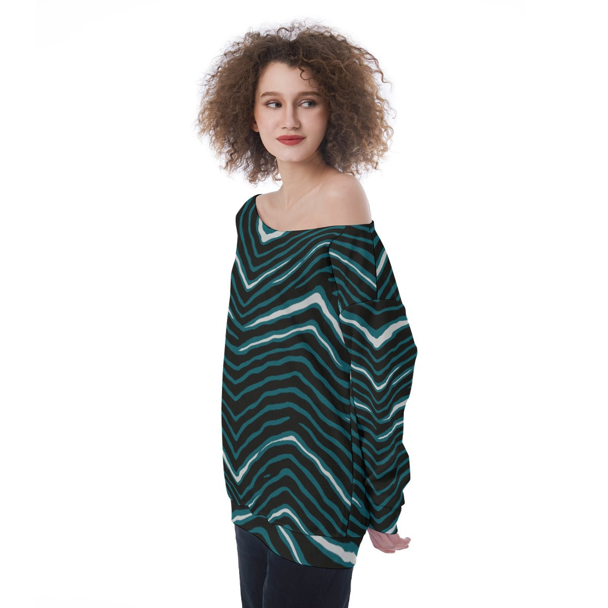 Philadelphia Football Game Day All-Over Print Oversized Women's Off-Shoulder Sweatshirt