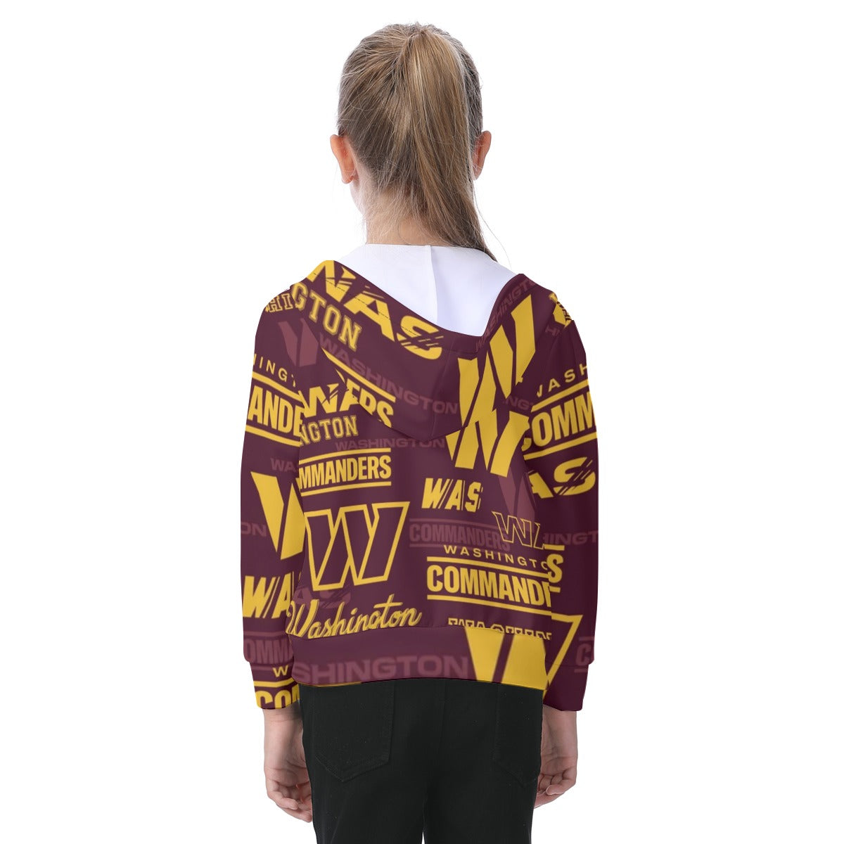 Washington Commanders Kid's Zip-up Hoodie With Patch Pocket